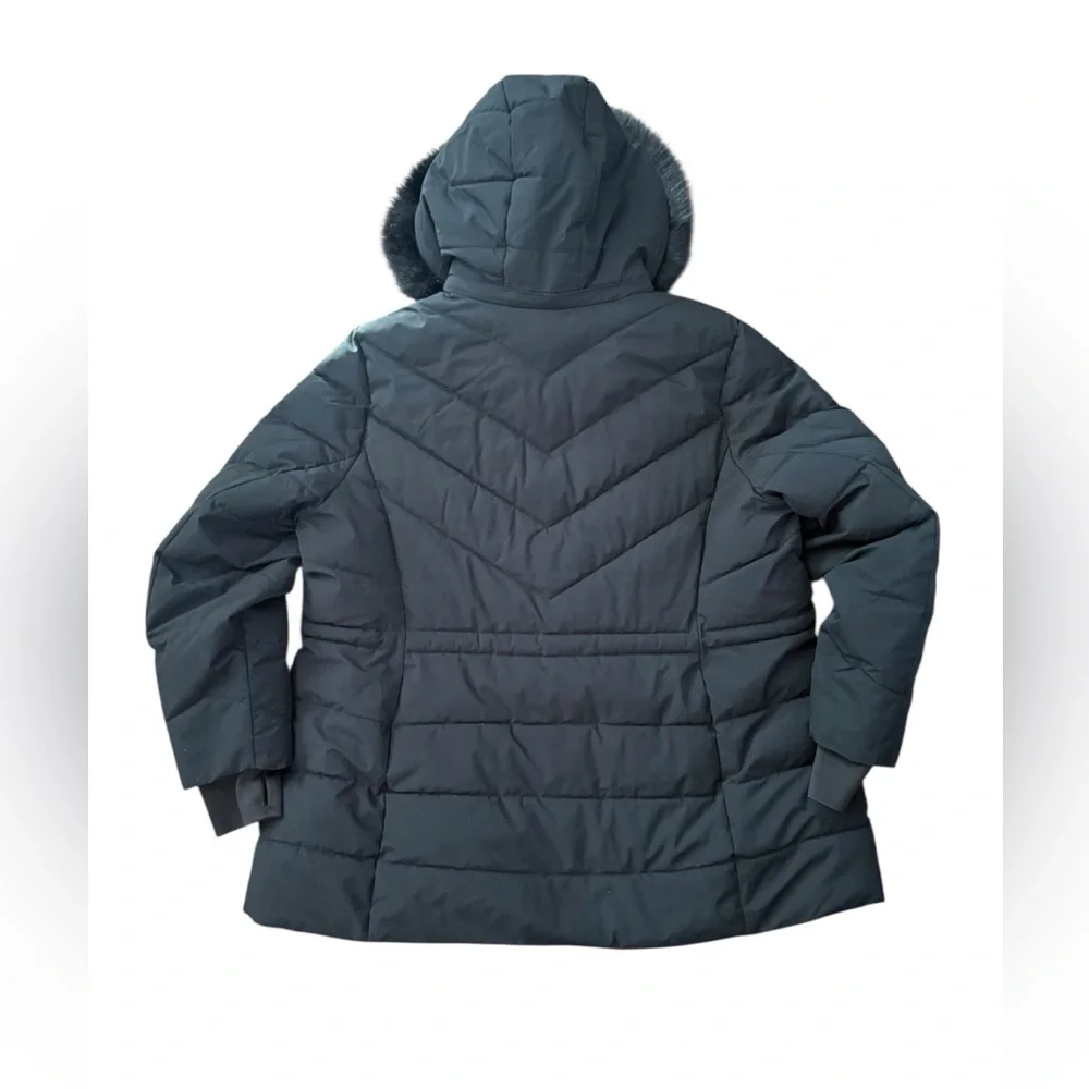Michael Kors Women's Hooded Faux Fur-Trim Puffer Jacket 2X Black - Picture 3 of 8